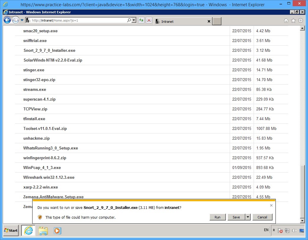 Practice Labs screenshot.
